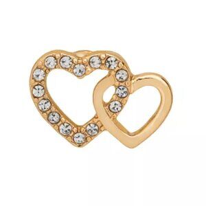 LC Lauren Conrad Gold Tone Two Heart Stud Earrings